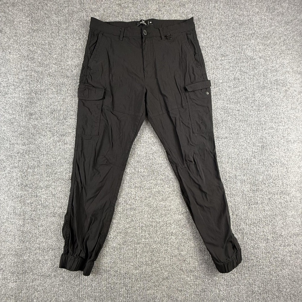 Nick Danger Jogger Pants Mens 36x30 Black Cargo Tapered Rayon Blend Casual‎